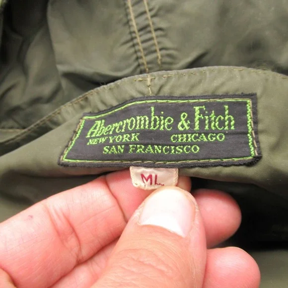 Abercrombie Fitch Down Jacket Men Large‎ Green Water Resist Puff VTG RARE 70 80s